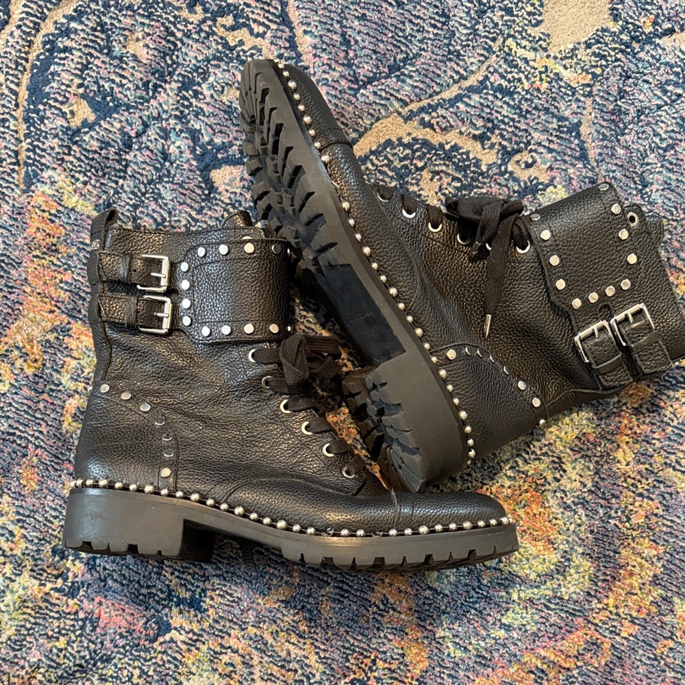 Sam Edelman Black Studded Combat Boots